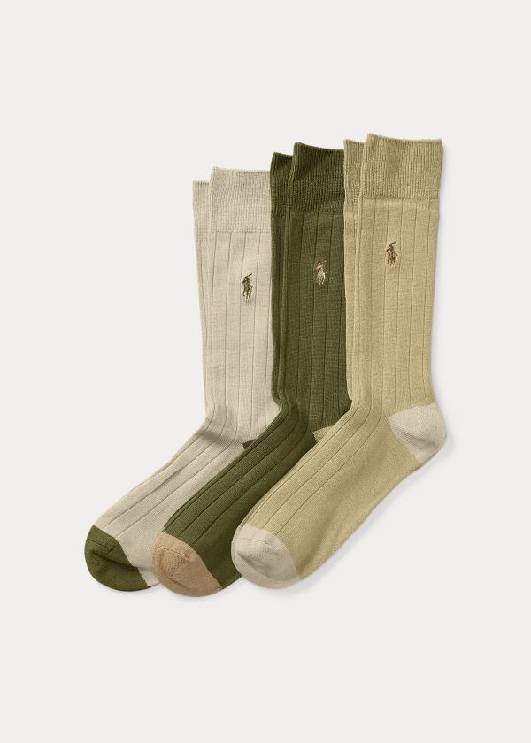 Polo Ralph Lauren Rib-Knit 3-Pack Sokker Herre Danmark (QWXEH8346)